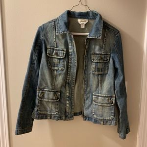 Talbots petite jean jacket zipper front
